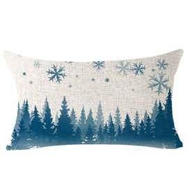 NIDITW - Funda de cojín decorativa de arpillera de algodón con diseño de copo de nieve, diseño de copo de nieve, diseño de árbol de pino, para sala de estar, 12 x 20 pulgadas (Henna)