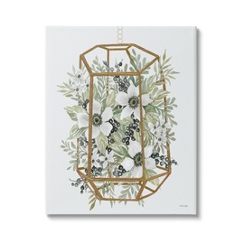 Stupell Industries White Floral Poppies Botanical Berries Modern Geometric Planter, Design by Cindy Jacobs