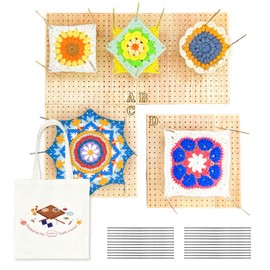 SGIBYN 18" x 18" Crochet Blocking Board 4-in-1, Magnetic Splicing Large Granny Square Blocking Board with 40 5.9" Pegs for Crochet Knitting Projects,Gifts for Crocheters