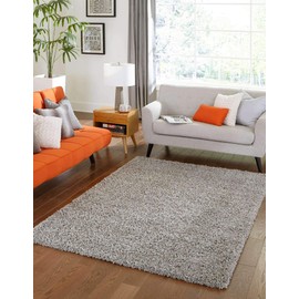 Unique Loom Solo Solid Shag Collection Modern Plush Cloud Gray Area Rug (8' 0 x 11' 0)