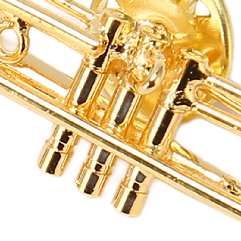Gold Miniature Trumpet Shaped Lapel Brooch Pin Brass Exquisite Mini
