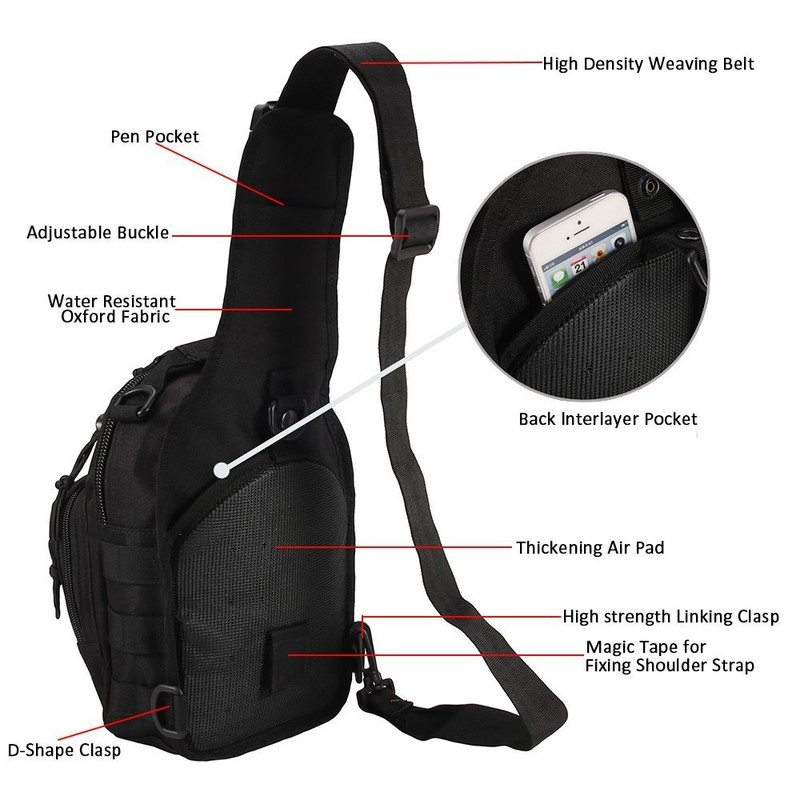 Tactical Shoulder Bag,1000D Outdoor Military Sling Daypack Backpack (1 Pack