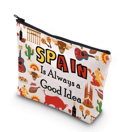 WCGXKO Spain Lover Gift Trip to Spain Gift Spain is Always A Good Idea Zipper Pouch Cosmetic Bag (Spain CA)