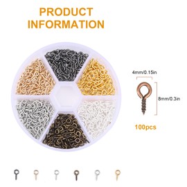 Small Screw Eyes for Jewellery Making - TRACOMPAN 600pcs Threaded Metal Eyelet Pins | Screw in Closed Eye Ring for Jewellery | Mini Craft Screws for DIY Projects & Metalworking Supplies