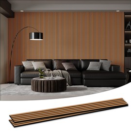 2 Pack 105.9" x 12.6" x 0.8" Acoustic Wall Panels Sound Absorbing, Wood Slat Wall Panels for Wall Decor, Soundproof Wood Wall Panels, Brown