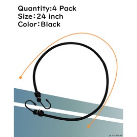 36 Inch Bungee Cord with Hooks Camping Accessories - 3 PCS Heavy Duty Elastic Cord Durable Rubber Canopy Ties Perfect for Camping, Luggage, Tents, Wire Hooks