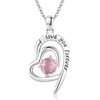CHENGHONG Heart Necklace Women's 925 Sterling Silver Super Seven Crystal