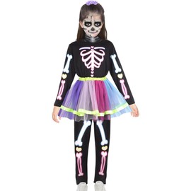 A2Z 4 Kids Girls Skeleton Attire - Skelegirl Onesie 933 Black._9-11