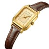 RioFoior Gold Watches for Women-Rectangular Case Minimalist Dial,Comfortable Leather Strap,Water