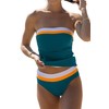 Beachsissi Women's Tummy Control Plain Strapless Block Colours Tankini Set,