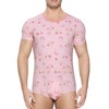 Landofgenie Mens Onesie Short Sleeve Bodysuit Print Rompers One Piece