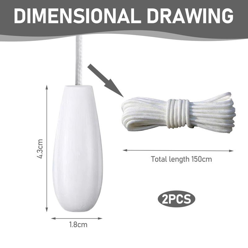 REBUCINA 2PCS Bathroom Light Pull Cord Pull Cord Handle with