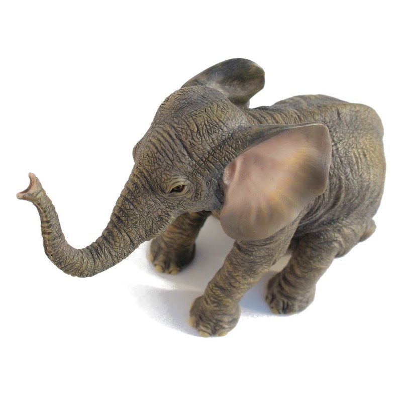 US 6.13 Inch Sitting Baby Elephant Decorative Figurine, Bronze Color
