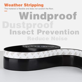 26 Feet Silicone Seal Strip,Door Weather Stripping Door Seal Strip Window Seal Silicone Sealing Tape for Door Draft Stopper Adhesive Tape for Doors Windows and Shower Glass Gaps (Black, 35MM)