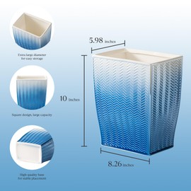 JOLOSK Bathroom Trash Can, Stylish Garbage Container Bin for Living Room, 1.32 Gallon/5 Liters Blue Small Trash Can, Waste Basket for Bathroom, Kitchen, Office, Bedroom-Room Decor