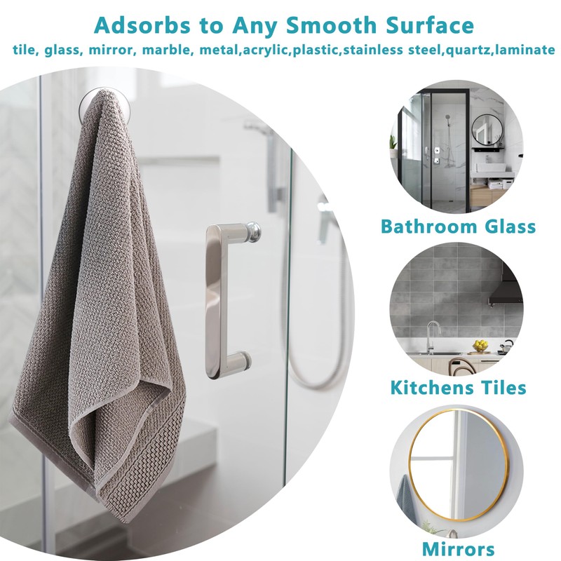 Suction Cup Hooks for Shower,Removable No Drill Towel Hooks,Upgraded 15