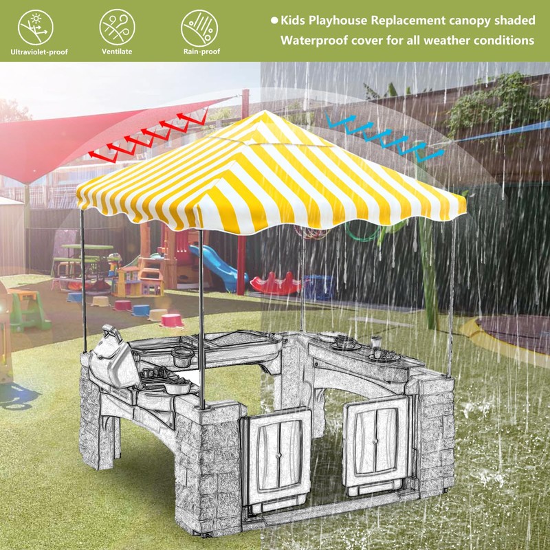 Outdoor Kids Playhouse Replacement Canopy,Replacement Top Cover Suitable for Multiple