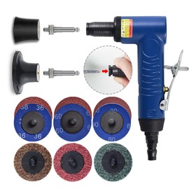 Quick Connect Angle Air Die Grinder With 9 Pcs 2 Inch Roll Lock Sanding Discs, 1/4 inch Angle Pneumatic Die Grinder, Air Die Grinder Kit