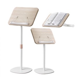 NAMON 2-in-1 Dual-Use Music Stand & Tabletop Stand, Heavy Duty Wooden Music Stand for Sheet Music, Adjustable Height & Angle, With Page Paper Clip, Ideal for Violin Guitar Piano Players (White)