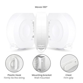 Flatro Retractable Washing Line Outdoor - 12m Single Wall Mounted Clothes Line Retractable - Extendable Pull Out Reel Laundry Line Cable can be used in Patio Garden Balcony as Clothes Dryer [White]