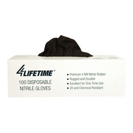 4LIFETIMELINES 4Lifetime - Small/Medium Size, Industrial Black Nitrile Gloves, Rip & Chemical Resistant, Latex-Free, Powder Free, Disposable Gloves, Fingertip Textured, 4 mil Thick (Box of 100)
