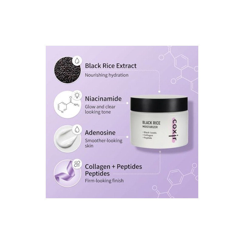 Korean Black Rice Face Moisturizer Cream by Coxir, Hydrating K-Beauty