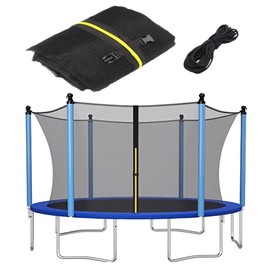 ECYITISY Trampoline Safety Net 6FT 8FT 10FT 12FT 14FT 15FT 16FT Round Trampoline Replacement Net for 6/8/12 Straight Poles UV-Resistant Kides Jumping Safety Enclosures NetingBlack,14FT-6Poles