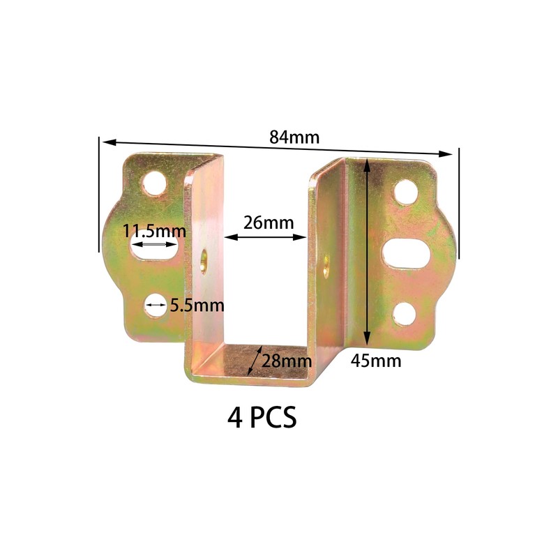 4 PCS Heavy Duty Bed Rail Metal Brackets Support Hinges