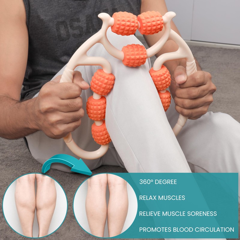 BELLE VOUS Beige Leg Muscle Massage Roller - Deep Tissue