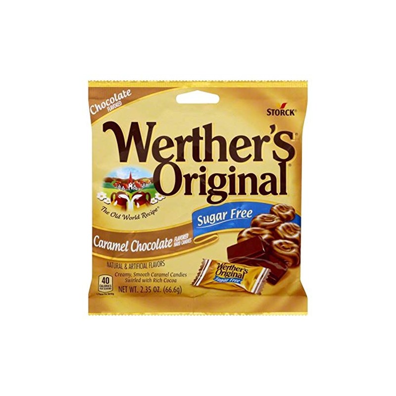 Werther's Original Caramel Chocolate Sugar Free Hard Candies 2.35 Oz(pack