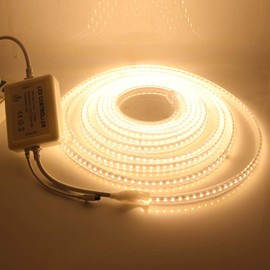 KISUFU 220 V LED Strip with Dimmable 1 m, 120 LEDs/m Super Bright High Density, IP65 Waterproof Flexible 2835 LED Light Strip for Kitchen, Garden and Bathroom, Home DIY Christmas Festival Decoration