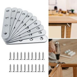 4 Set Straight Brackets, Stainless Steel Mending Plates Connecting Plates Flat Straight Brace Brackets with Holes Metal Joining Plates for Wood