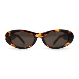 SA106 Mod Womens Narrow Oval Thick Plastic Fashion Sunglasses Tortoise Brown