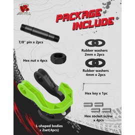 AMBULL 3/4" D Ring Separate Shackles, 52,910lbs Break Strength Easy Open Towing Winch Shackles, Heavy Duty Shackles with 7/8" Screw Pin for Tow Strap Winch Off Road Vehicle Recovery (Blackgreen)