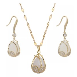 TENDER LIHOME Collar Y Aretes De Tulipán Flor Elegantes Para Mujer C/ Caja