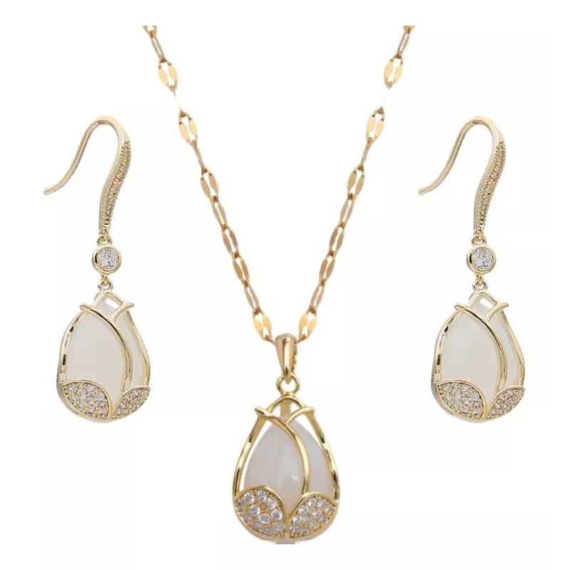 TENDER LIHOME Collar Y Aretes De Tulipán Flor Elegantes Para
