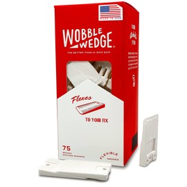 Wobble Wedges Flexible Plastic Shims, 75 Pack - Multi-Purpose Shim Wedges for Home Improvement and Work - Plastic Wedge, Table Shims, Toilet Shims, and Furniture Levelers - White Wedges, Leveling Feet