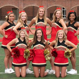 Red Cheer Bows for Cheerleaders,8 Inch Large Red Hair Bow,Big Bows for Girls Hair Bows,Cheerleading Bows,Ponytail Holders,Cheer Scrunchies,Red Hair Accessories,Softball Hair Ties with Bows 2 Pack