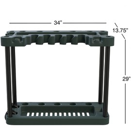 Garden Tool Organizer – Portable Rolling Utility Rack with Wheels Holds 40 Yard Tools and Broom Holder – Garage Organizers and Storage by Stalwart
