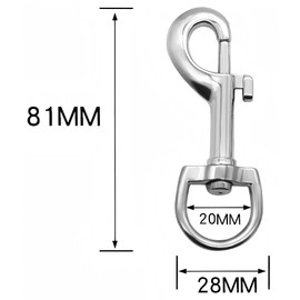 3.2 Inches Flag Swivel Snap Clips, Heavy Duty Eye Bolt Hooks, for Diving/Pet Leash/Key Chain/Flag/Clothes/Camera Strap (Silver 2 Pack)