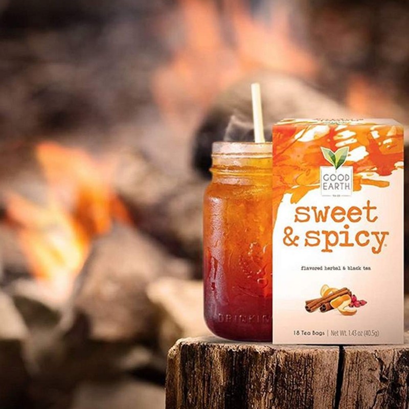 Good Earth Herbal & Black Tea, Sweet & Spicy, 18