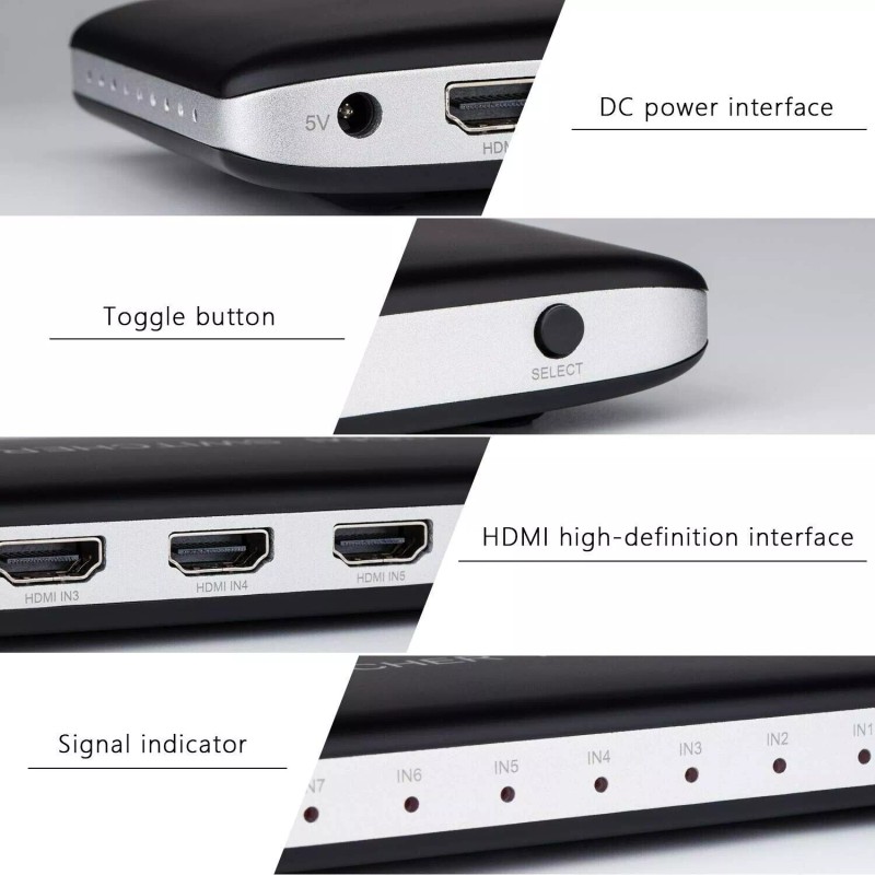 Univivi 7 Port HDMI 2.0 Switch Full HD Ultra 3D