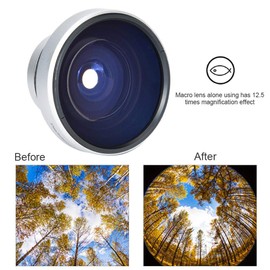37 mm 0.25 X Super Fisheye Lens Additional Lens 2 Parts Removable Macro Close-up Fisheye Effect Larger Range Optical Glass Camera Photography Lens for 37 mm Camera Lens