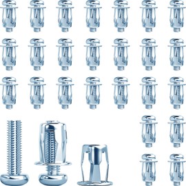 Jyvex Jack Nuts, Cavity Metal Anchors M8 x 30, Petal Expansion Nuts, Cavity Dowel Metal, Plasterboard Dowels, Metal, Dowels, Hollow Walls, Hollow Doors, Iron Sheet, Pack of 25