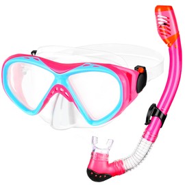 Kids Snorkel Set Dry Top Snorkeling Gear for Kids Boys Girls Youth Junior Age 5-15, Anti-Fog Anti-Leak Snorkel Mask Scuba Diving Mask Swimming Goggles with Nose Cover