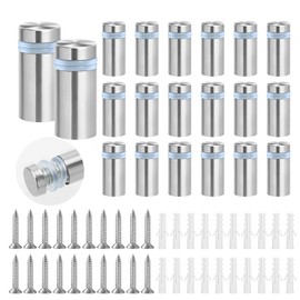20 Pcs Standoff Fixings, Advertising Nails 12 × 25mm, Sign Standoff Screws, Silvery Standoff Wall Fixings With Screws And Plug, Stainless Steel Advertising Bolts Nails For Fixing Signboards