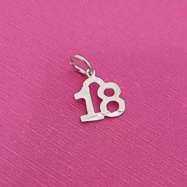 D Number 18 Birthday Anniversary Sports Sterling Silver Small Charm Pendant 925