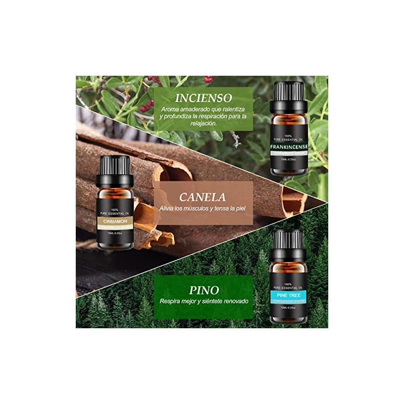 Aceites Esenciales de Aromaterapia 12PCS,100% Natural, para Difusores
