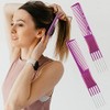 4 Pieces Carbon Lift Teasing Combs with Metal Prong Lift