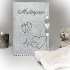 Lezzanna Felt Maternity Pass Cover - Maternity Pass Pocket - Document Pouch - In 4 Colours - Many Compartments For Ultrasound Images and Much More - Gift For Pregnant Women - Organiser